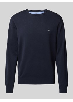 Sweter z dzianiny z wyhaftowanym logo model ‘Superfine’ ze sklepu Peek&Cloppenburg  w kategorii Swetry męskie - zdjęcie 175356926