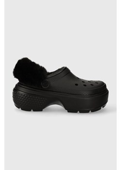 Crocs klapki Stomp Lined Clog damskie kolor czarny na platformie 208546 ze sklepu PRM w kategorii Klapki damskie - zdjęcie 175359915