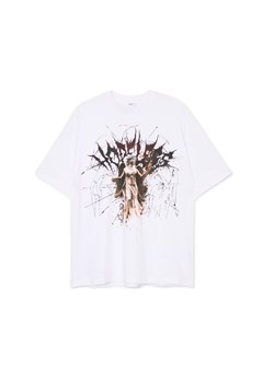 Cropp - Biała koszulka z nadrukiem rzeźby UNISEX - biały ze sklepu Cropp w kategorii Bluzki damskie - zdjęcie 175363136