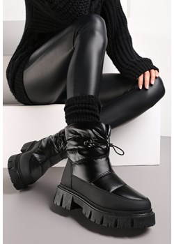 Czarne Pikowane Śniegowce na Grubej Podeszwie ze Ściągaczem Orbica ze sklepu born2be.pl w kategorii Śniegowce damskie - zdjęcie 175371125