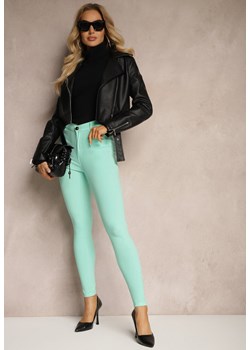 Miętowe Skinny Jeansy z Bawełną High Waist Lorie ze sklepu Renee odzież w kategorii Jeansy damskie - zdjęcie 175377029