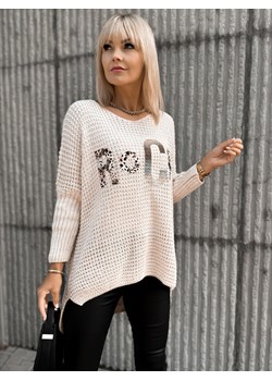 sweter letsrock beżowy one size ze sklepu UBRA w kategorii Swetry damskie - zdjęcie 175377987