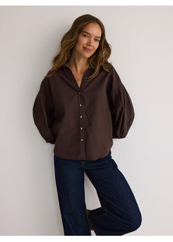 Reserved - Koszula z bufiastymi rękawami - brązowy ze sklepu Reserved w kategorii Bluzki damskie - zdjęcie 175382955