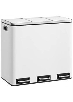 Biały stalowy kosz na śmieci z 3 pojemnikami B2-A28 ze sklepu Edinos.pl w kategorii Dom - zdjęcie 175385435