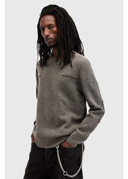 AllSaints sweter wełniany POINTER CREW męski kolor szary  M003KB ze sklepu ANSWEAR.com w kategorii Swetry męskie - zdjęcie 175387545