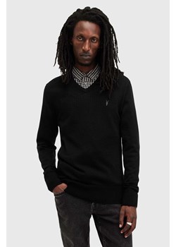 AllSaints sweter wełniany MODE MERINO VNECK męski kolor czarny lekki M022KA ze sklepu ANSWEAR.com w kategorii Swetry męskie - zdjęcie 175387566