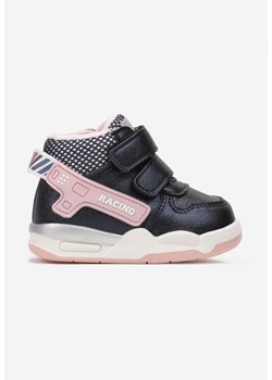 Granatowe Płaskie Botki w Stylu Sneakersów z Ozdobnym Napisem Alessima ze sklepu renee.pl w kategorii Buty zimowe dziecięce - zdjęcie 175391745