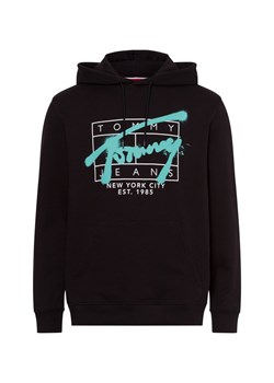 Tommy Jeans Męski sweter z kapturem Mężczyźni Bawełna czarny nadruk ze sklepu vangraaf w kategorii Bluzy męskie - zdjęcie 175392275