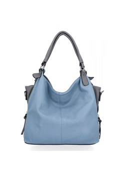 Uniwersalna Torebka Damska XL firmy Hernan HB0153 Błękitna/Jasno Szara ze sklepu PaniTorbalska w kategorii Torby Shopper bag - zdjęcie 175401055