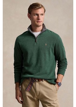 Polo Ralph Lauren sweter bawełniany kolor zielony lekki z półgolfem ze sklepu ANSWEAR.com w kategorii Swetry męskie - zdjęcie 175401787