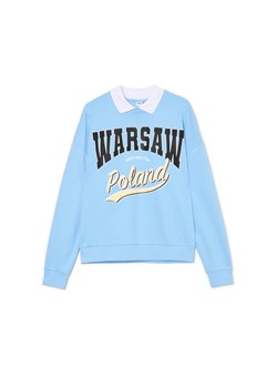 Cropp - Niebieska bluza z kołnierzykiem - niebieski ze sklepu Cropp w kategorii Bluzy damskie - zdjęcie 175406557