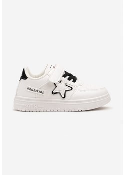 Biało-Czarne Płaskie Buty Sportowe Sneakersy ze Sznurowaniem i Gwiazdką Sialina ze sklepu born2be.pl w kategorii Buty sportowe dziecięce - zdjęcie 175407588