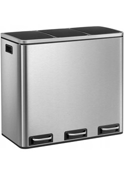 Srebrny potrójny kosz na odpady R6-H28 - id: 45994 - marki Elior - 175410259 Srebrny potrójny kosz na odpady R6-H28 ze sklepu Edinos.pl w kategorii Dom - zdjęcie 175410259
