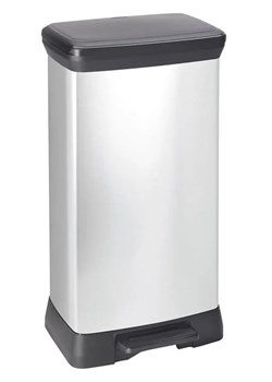 Prostokątny srebrny kosz na śmieci 50l D6-A10 - id: 46070 - marki Elior - 175410345 Prostokątny srebrny kosz na śmieci 50l D6-A10 ze sklepu Edinos.pl w kategorii Dom - zdjęcie 175410345