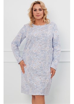 Bawełniana koszula nocna damska z długim rękawem Jowita, Kolor niebieski-wzór, Rozmiar M, Italian Fashion ze sklepu Intymna w kategorii Koszule nocne - zdjęcie 175416777