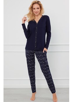 Piżama damska z długim rękawem i długimi spodniami granatowa Libra, Kolor granatowy-wzór, Rozmiar M, Italian Fashion ze sklepu Intymna w kategorii Piżamy damskie - zdjęcie 175416805