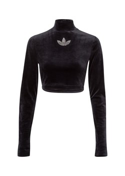 adidas Originals Damska koszulka z długim rękawem - Bling Crop Kobiety Sztuczne włókno czarny wzorzysty ze sklepu vangraaf w kategorii Bluzki damskie - zdjęcie 175417115