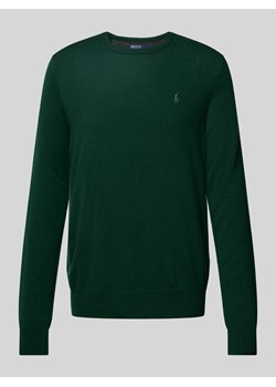 Sweter z dzianiny z wełny lana z okrągłym dekoltem ze sklepu Peek&Cloppenburg  w kategorii Swetry męskie - zdjęcie 175420457