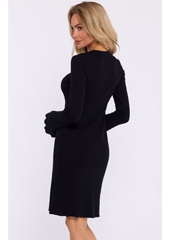 Sukienka prążkowana z poszerzonymi rękawami czarna M821, Kolor czarny, Rozmiar 2XL/3XL, MOE ze sklepu Primodo w kategorii Sukienki - zdjęcie 175432655