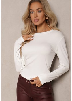 Biała Bluza Longsleeve z Bawełną Romala ze sklepu Renee odzież w kategorii Bluzki damskie - zdjęcie 175435576