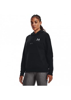 Damska bluza dresowa nierozpinana z kapturem Under Armour Essential Fleece Hoodie - czarna ze sklepu Sportstylestory.com w kategorii Bluzy damskie - zdjęcie 175436876