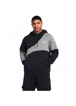 Męska bluza dresowa nierozpinana z kapturem Under Armour UA Essential Flc Blocked HD - czarna ze sklepu Sportstylestory.com w kategorii Bluzy męskie - zdjęcie 175437017