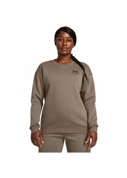 Damska bluza dresowa nierozpinana bez kaptura Under Armour Essential Fleece Crew - brązowa ze sklepu Sportstylestory.com w kategorii Bluzy damskie - zdjęcie 175437028