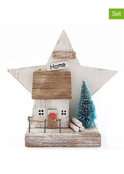 SiL Interiors Figurki dekoracyjne (2 szt.) w kolorze jasnobrązowo-kremowym - 18 x 17 x 6,5 cm ze sklepu Limango Polska w kategorii Dekoracje - zdjęcie 175443467