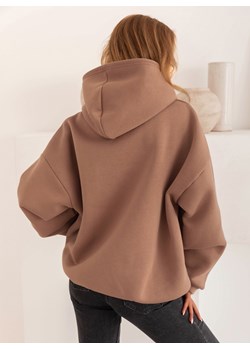 Beżowa logowana bluza oversize z kapturem Sillvia - beżowy ze sklepu pakuten.pl w kategorii Bluzy damskie - zdjęcie 175443746