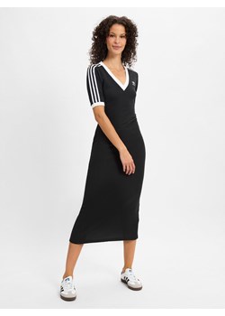 adidas Originals Damska sukienka z dzianiny Kobiety czarny jednolity ze sklepu vangraaf w kategorii Sukienki - zdjęcie 175452458