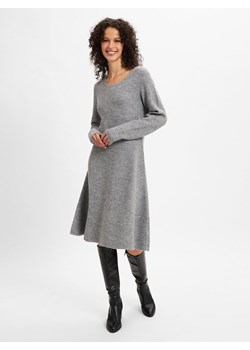 IPURI Damska haftowana sukienka Kobiety Sztuczne włókno jasny szary jednolity ze sklepu vangraaf w kategorii Sukienki - zdjęcie 175452475