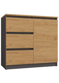 Nowoczesna Komoda Z Szufladami Antracyt + Dąb Artisan N0-S28 ze sklepu Edinos.pl w kategorii Komody - zdjęcie 175459085