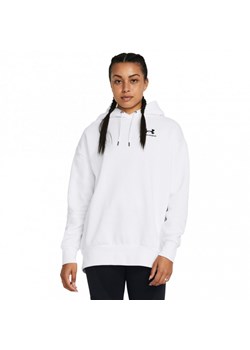 Damska bluza dresowa nierozpinana z kapturem Under Armour UA Icon Fleece OS Hoodie - biała ze sklepu Sportstylestory.com w kategorii Bluzy damskie - zdjęcie 175461846