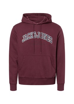 Jack & Jones Męski sweter z kapturem - JJEcaleb Mężczyźni bordowy jednolity ze sklepu vangraaf w kategorii Bluzy męskie - zdjęcie 175475896