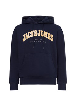 Jack & Jones Męski sweter z kapturem - JJEcaleb Mężczyźni granatowy jednolity ze sklepu vangraaf w kategorii Bluzy męskie - zdjęcie 175475898