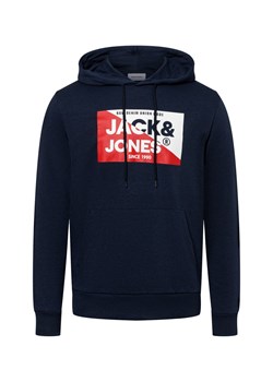 Jack & Jones Męski sweter z kapturem - JJNolan Mężczyźni granatowy jednolity ze sklepu vangraaf w kategorii Bluzy męskie - zdjęcie 175475909