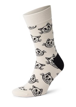 Happy Socks Skarpety unisex Mężczyźni beżowy nadruk ze sklepu vangraaf w kategorii Skarpetki męskie - zdjęcie 175476259