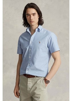 Polo Ralph Lauren koszula bawełniana męska kolor niebieski regular z kołnierzykiem button-down ze sklepu ANSWEAR.com w kategorii Koszule męskie - zdjęcie 175479065