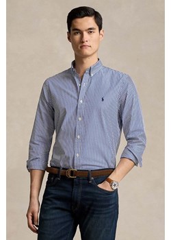 Polo Ralph Lauren koszula męska kolor niebieski slim z kołnierzykiem button-down ze sklepu ANSWEAR.com w kategorii Koszule męskie - zdjęcie 175480175