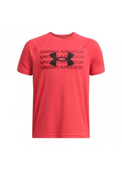 Chłopięca koszulka treningowa Under Armour UA B Tech Wm Logo Ss - czerwona ze sklepu Sportstylestory.com w kategorii T-shirty chłopięce - zdjęcie 175480416