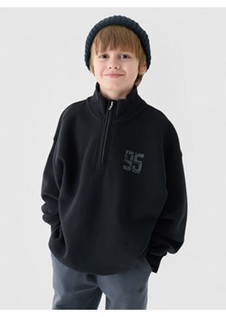 Chłopięca bluza nierozpinana bez kaptura 4F 4FJRAW24TSWSM1676 - czarna ze sklepu Sportstylestory.com w kategorii Bluzy chłopięce - zdjęcie 175480559