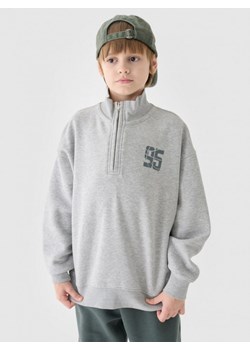 Chłopięca bluza nierozpinana bez kaptura 4F 4FJRAW24TSWSM1676 - szara ze sklepu Sportstylestory.com w kategorii Bluzy chłopięce - zdjęcie 175480565