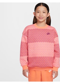 Bluza dresowa dla dużych dzieci (dziewcząt) o kroju oversize Nike Sportswear Club Fleece - Różowy ze sklepu Nike poland w kategorii Bluzy dziewczęce - zdjęcie 175481738