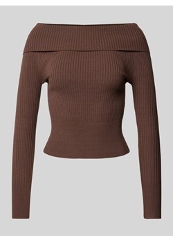 Sweter z dzianiny z prążkowanym dekoltem w łódkę ze sklepu Peek&Cloppenburg  w kategorii Swetry damskie - zdjęcie 175489575