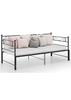 Czarne metalowe łóżko rozkładane 90x200 cm N6-E46 ze sklepu Edinos.pl w kategorii Łóżka i materace - zdjęcie 175497655
