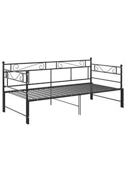 Czarne metalowe łóżko rozkładane 90x200 cm - Wesper ze sklepu Edinos.pl w kategorii Łóżka i materace - zdjęcie 175497658