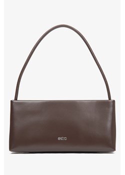 Estro: Ciemnobrązowa torebka damska na ramię ze skóry ze sklepu Estro w kategorii Kopertówki - zdjęcie 175499598