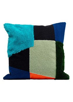 Kare Poduszka &quot;Rectangle&quot; w kolorze czarno-niebiesko-zielonym - 45 x 45 cm ze sklepu Limango Polska w kategorii Poduszki dekoracyjne - zdjęcie 175511007