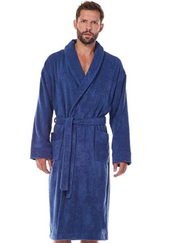 Długi szlafrok męski granatowy plus size 2450, Kolor granatowy, Rozmiar 3XL, L&amp;L ze sklepu Intymna w kategorii Szlafroki męskie - zdjęcie 175522149