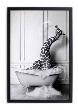 Folkifreckles Druk artystyczny &quot;Giraffe Bath&quot; w ramce - 30 x 40 cm ze sklepu Limango Polska w kategorii Obrazy - zdjęcie 175522199